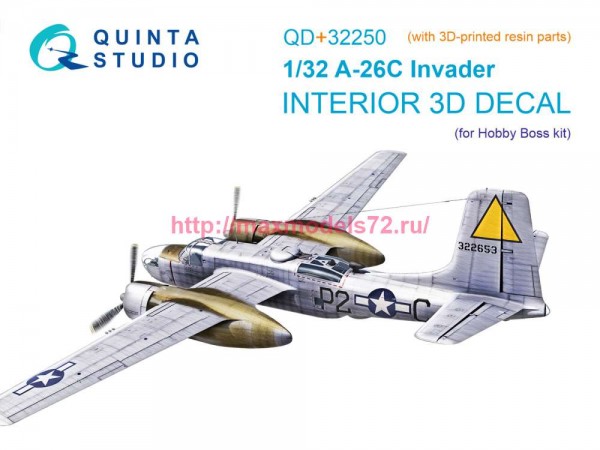 QD+32250   3D Декаль интерьера кабины A-26C Invader (Hobby Boss) (с 3D-печатными деталями) (thumb87536)